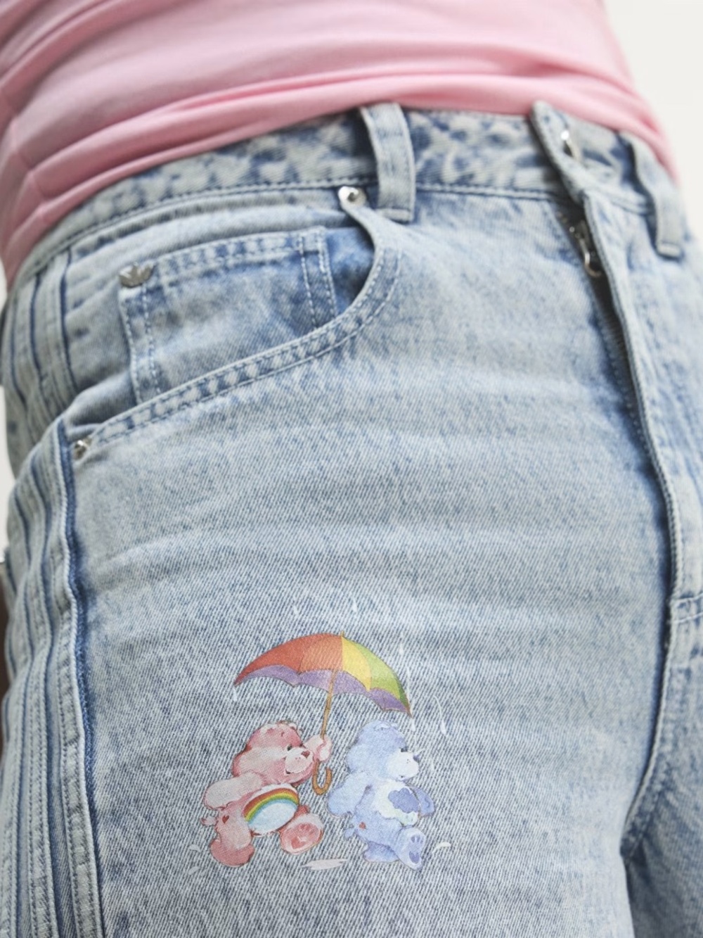 adidas CARE BEAR HIGH RISE WIDE LEG DENIM PANT - Picture 5 of 7